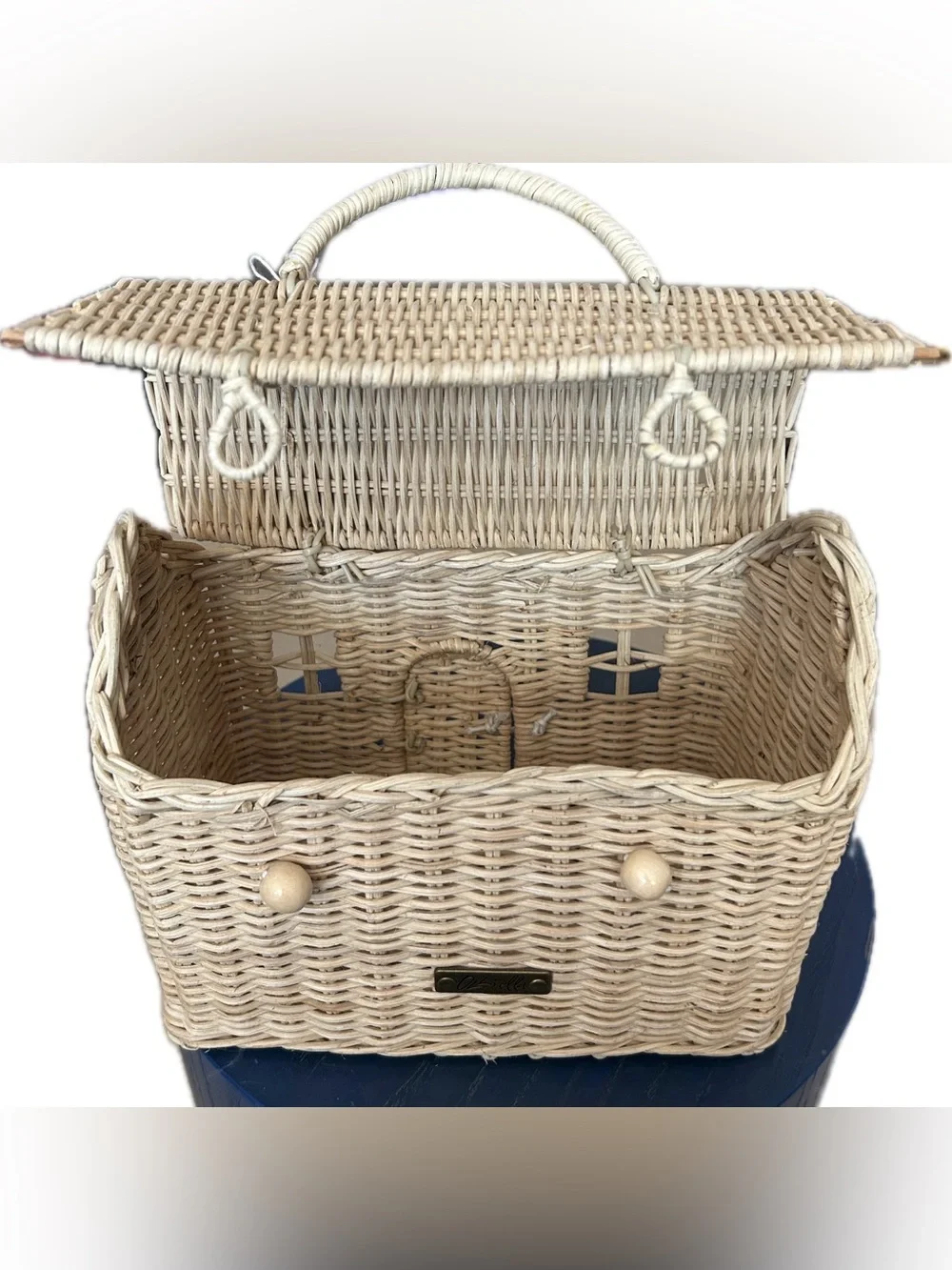 NWT Olliella Casa Clutch Woven Rattan Wristlet in Natural